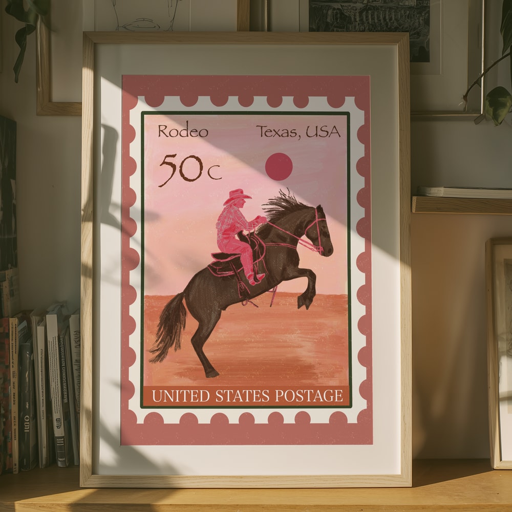 Plakat med Texas-rodeorytter