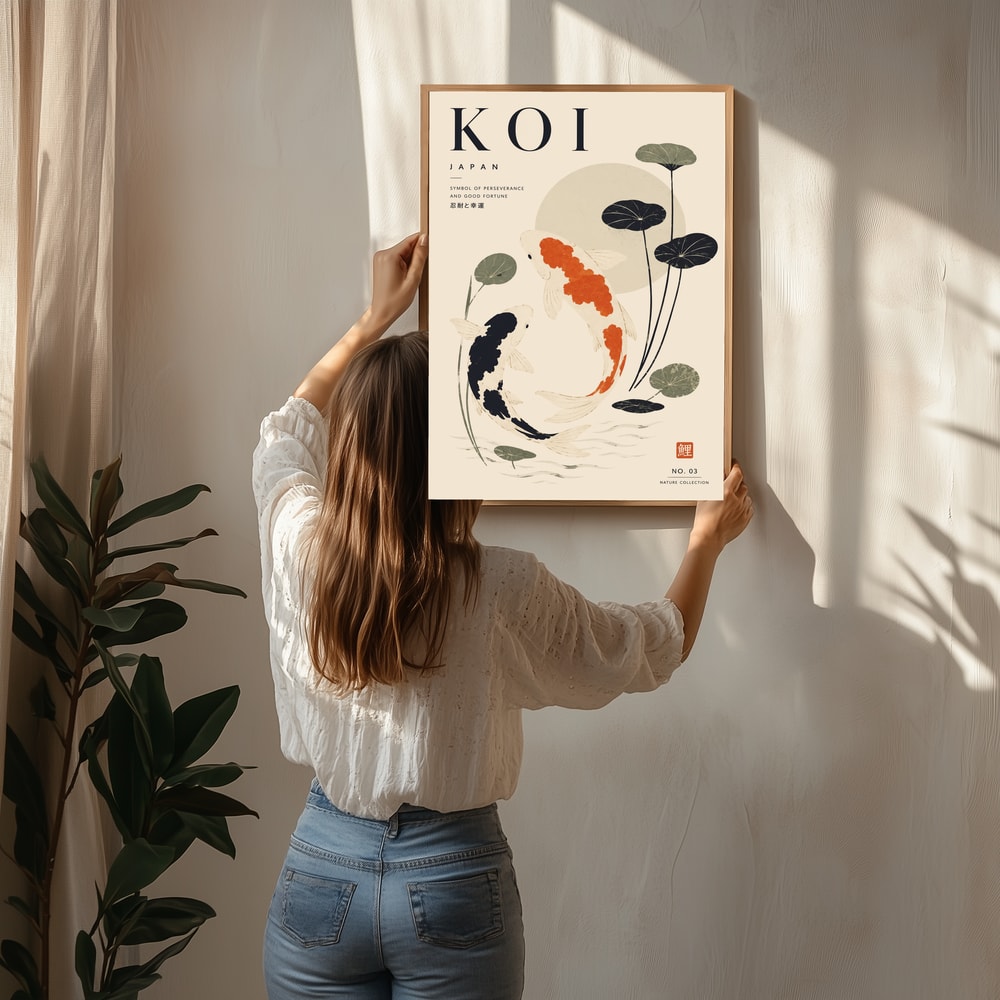 Svømmende japansk koi-plakat