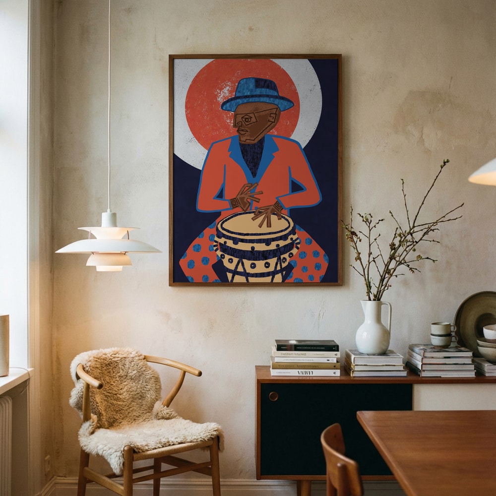 Vibrant Jazz Drummer Poster