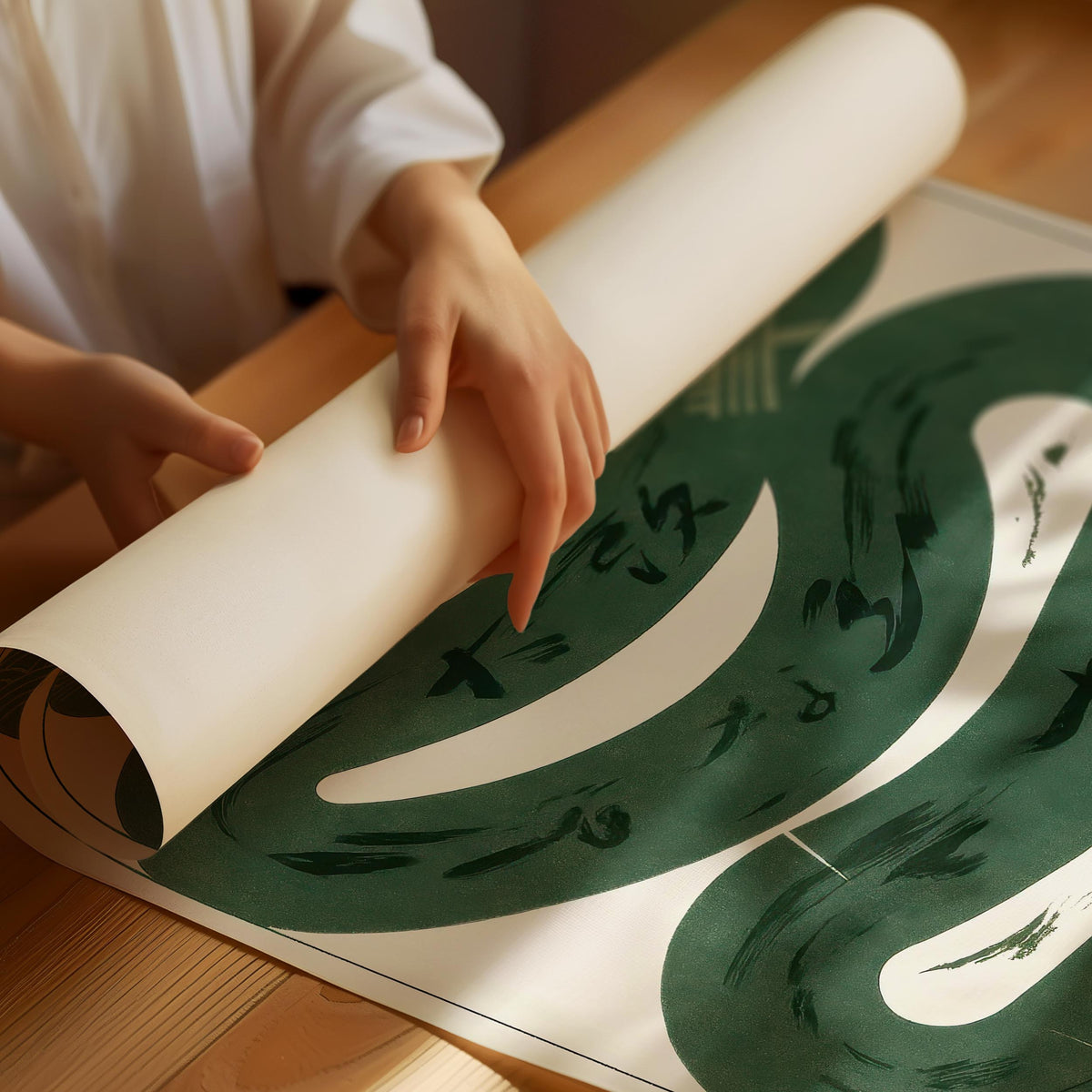 Minimal Japandi poster with soft tones and simple abstract shapes