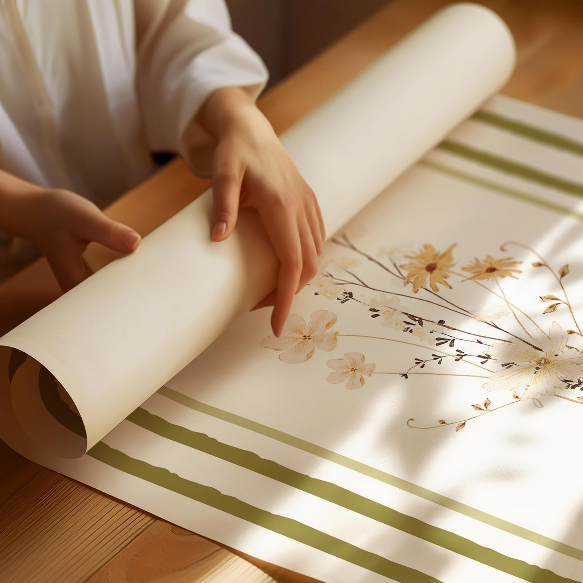 Pressed Flower Botanical Poster – Neutral Floral Wall Art