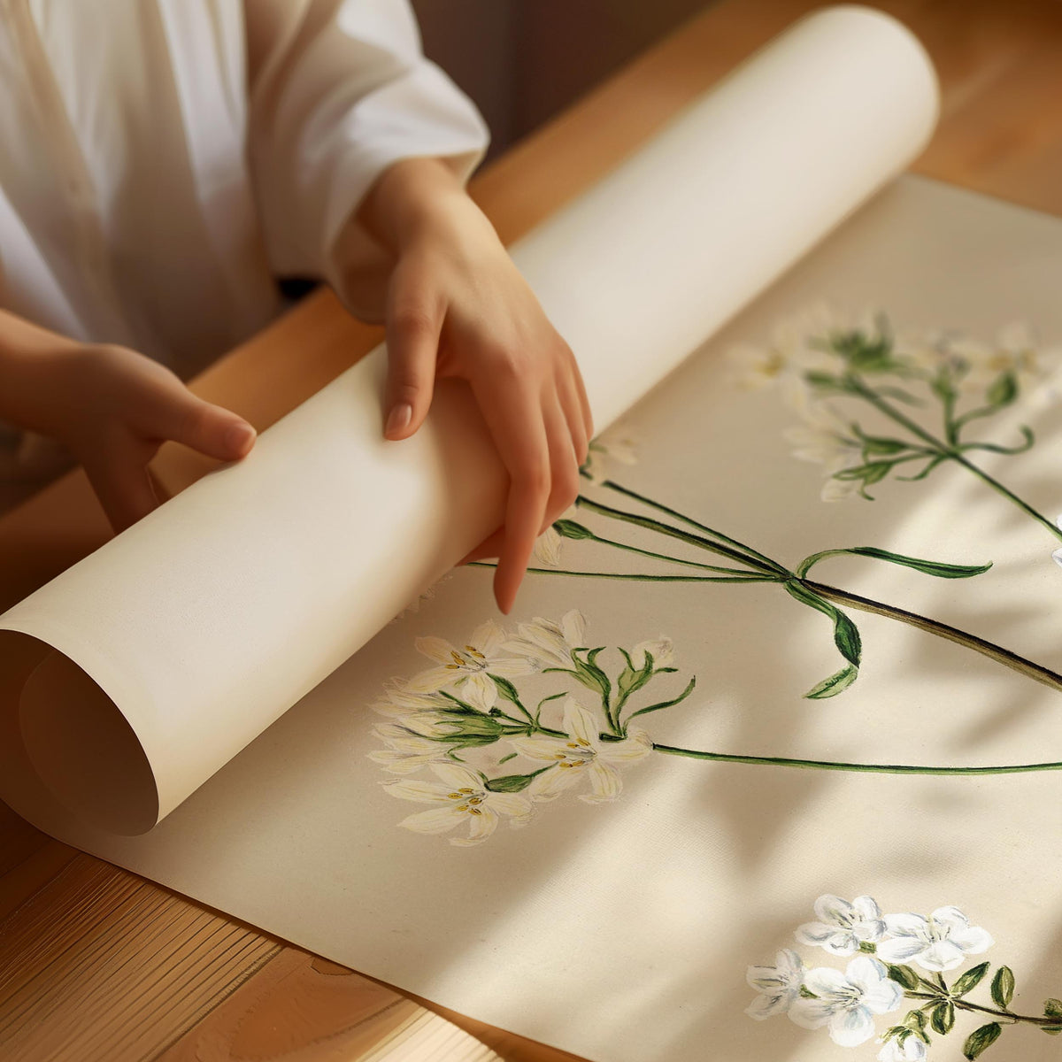 Vintage White Botanical Composition Poster