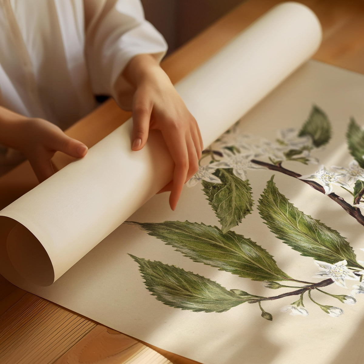 Vintage White Blossom Branch Botanical Poster