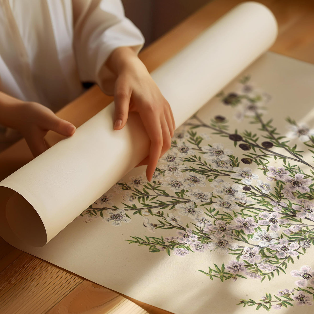 White Pink Floral Botanical Poster