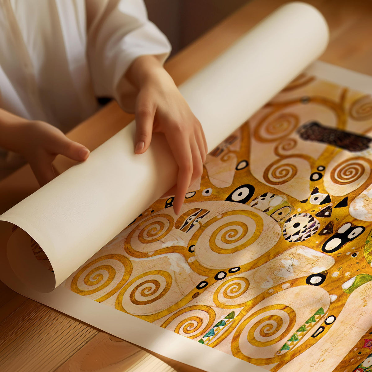 Gustav Klimt Tree of Life poster with golden spirals and Art Nouveau design