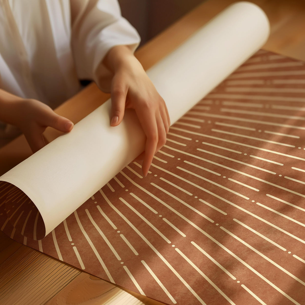 Boho sunburst lines terracotta Poster