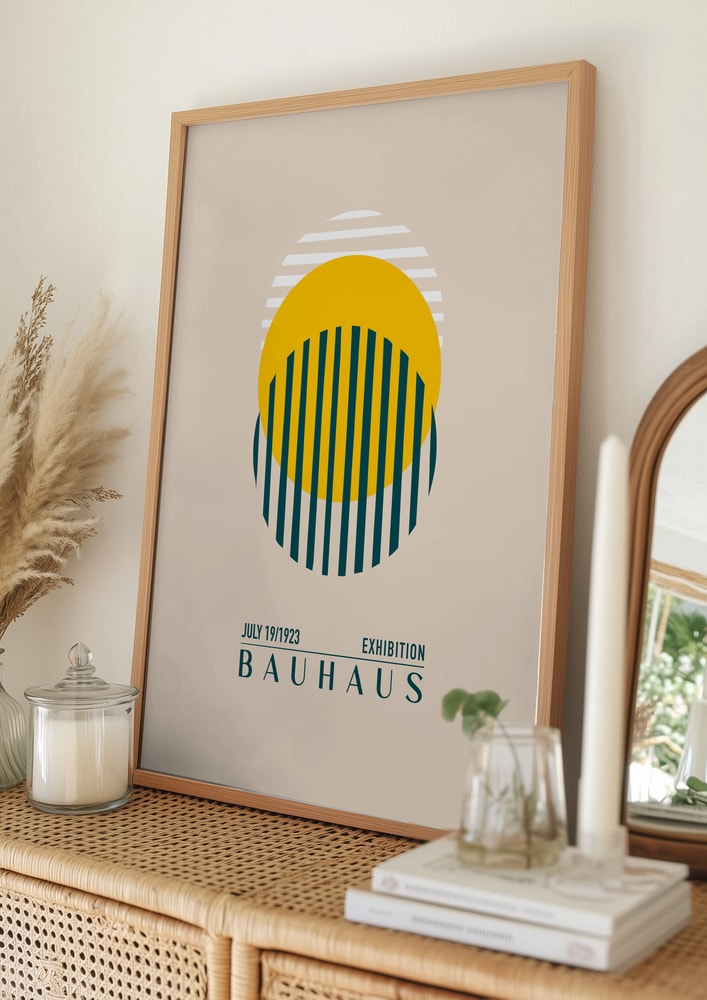 Bauhaus-udstilling plakat med gul cirkel