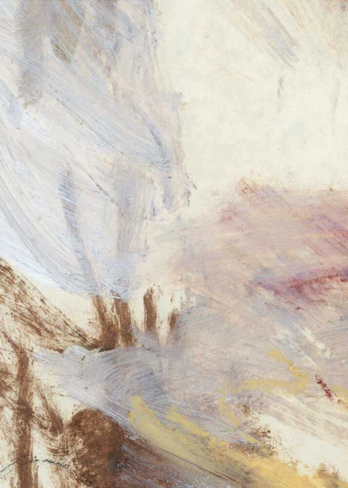 Abstract brushstrokes earth tones poster with an abstract expressionist painting of broad brushstrokes in beige gray brown and yellow