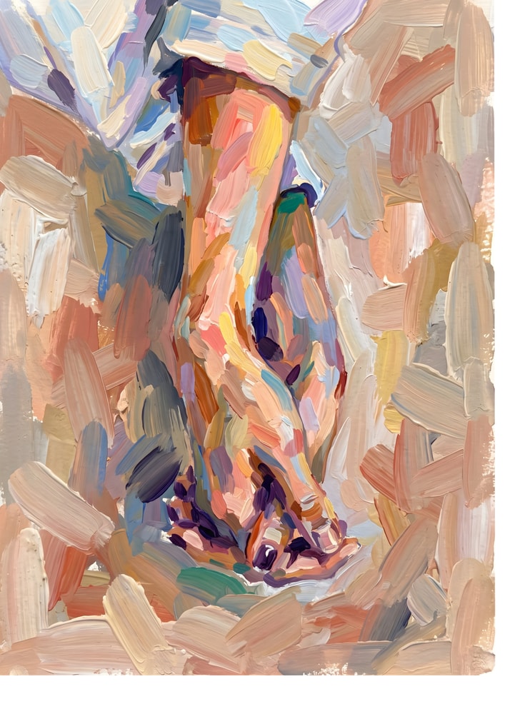 Abstract brushstrokes poster with a colorful abstract painting of thick brushstrokes forming a central form
