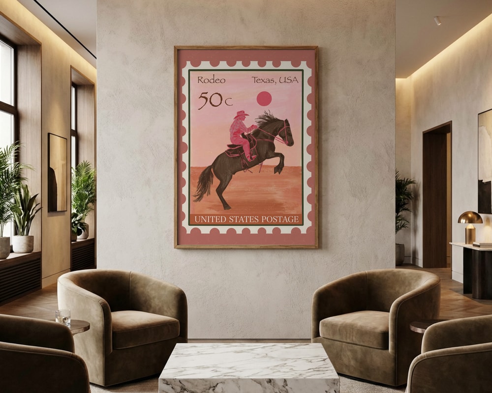 Plakat med Texas-rodeorytter