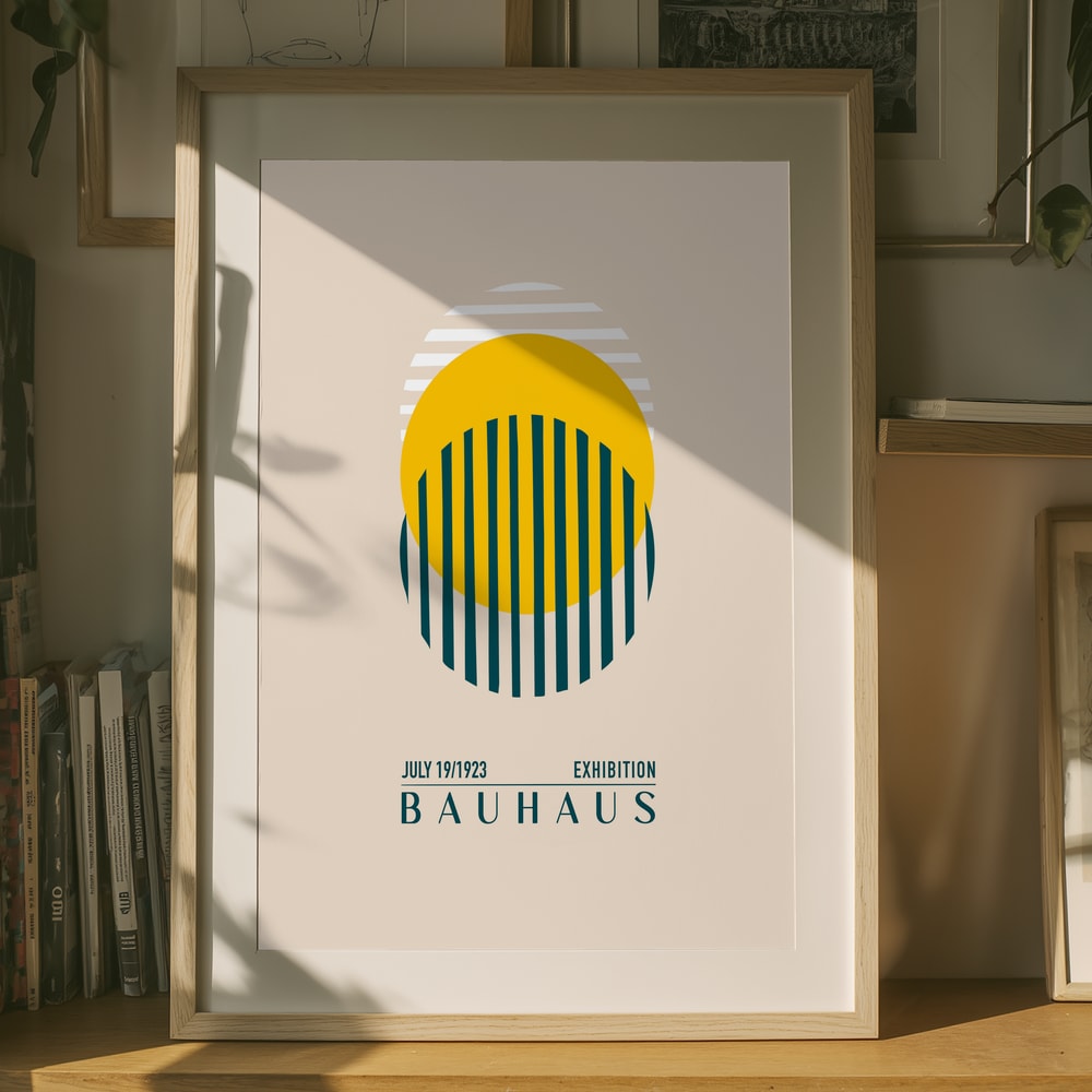 Bauhaus-udstilling plakat med gul cirkel