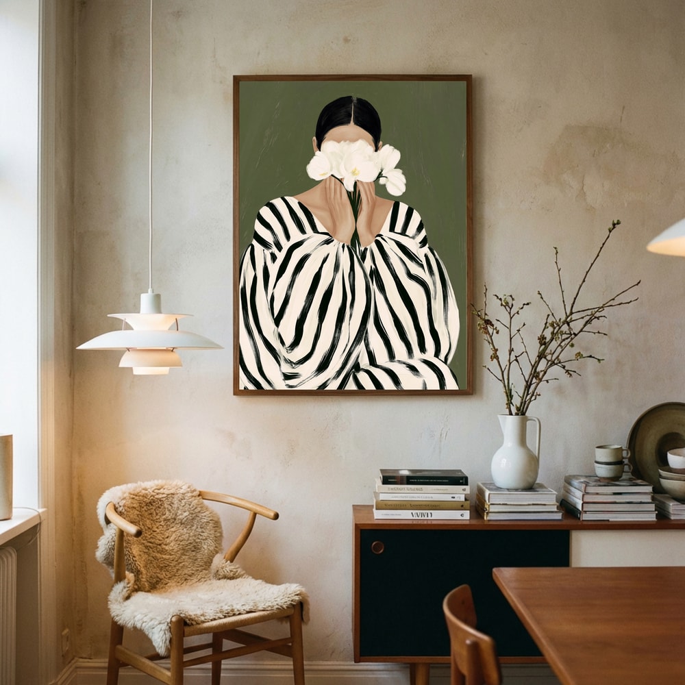 Woman with White Orchids Poster