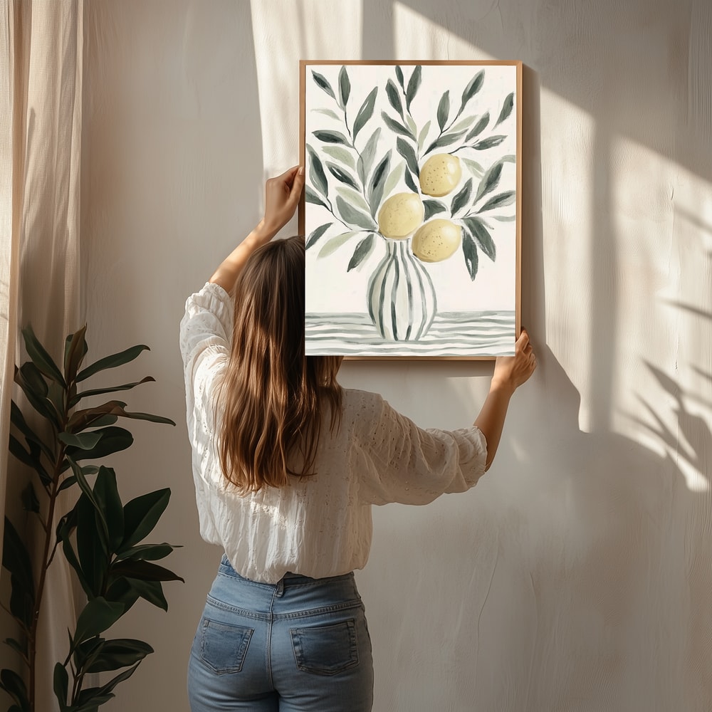 Friske Citroner Stribet Vase Plakat
