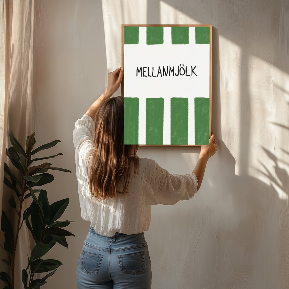 Svensk Mælk Grønne Striber Plakat