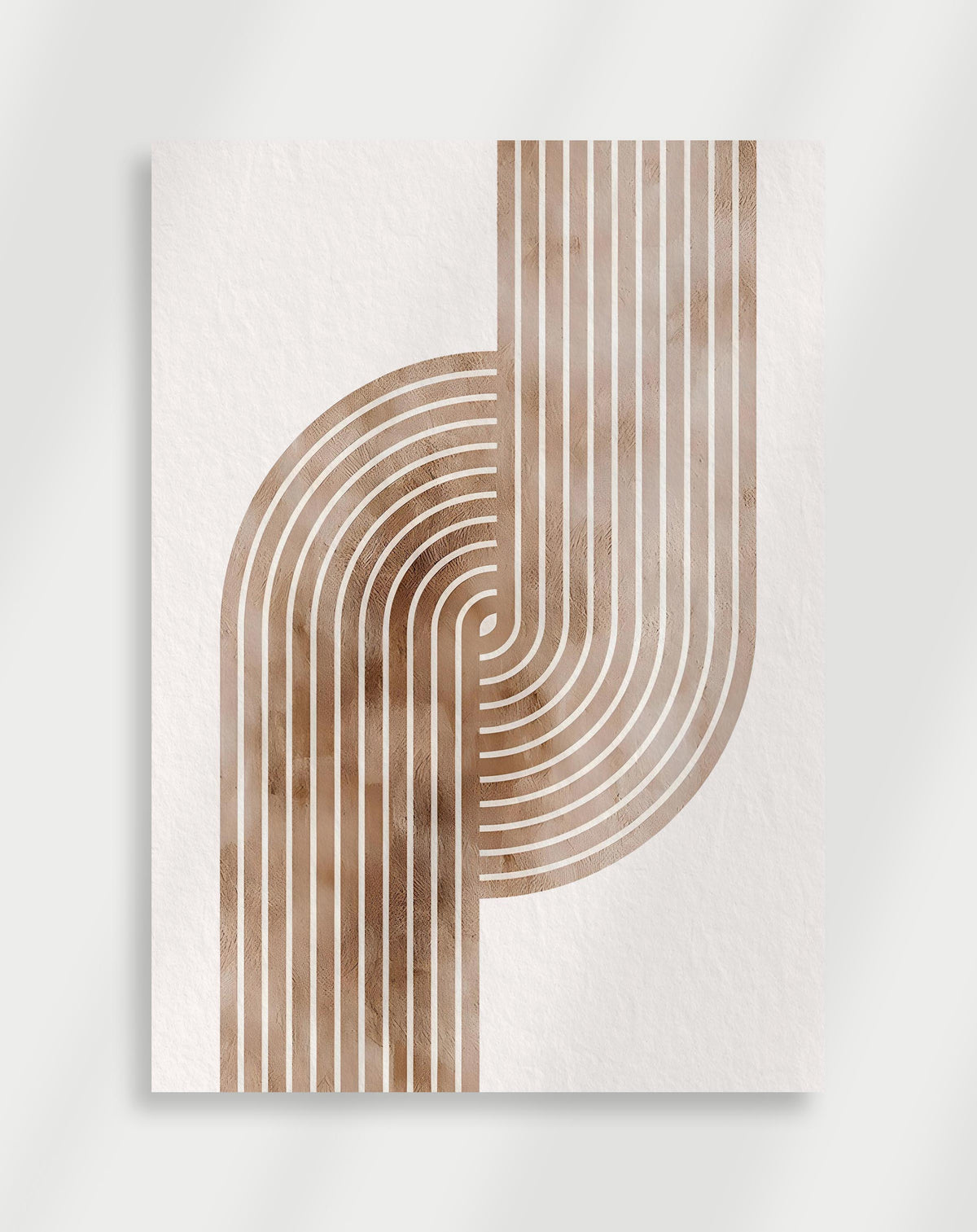Boho geometric arches beige poster with a minimalist geometric composition of beige concentric arches and vertical lines
