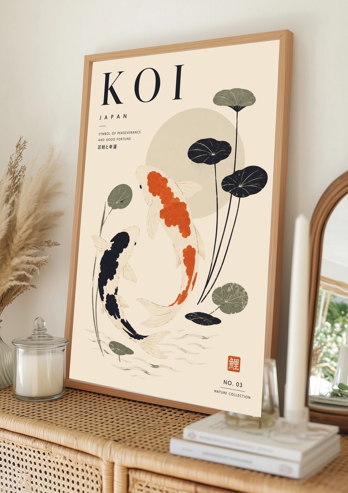 Svømmende japansk koi-plakat