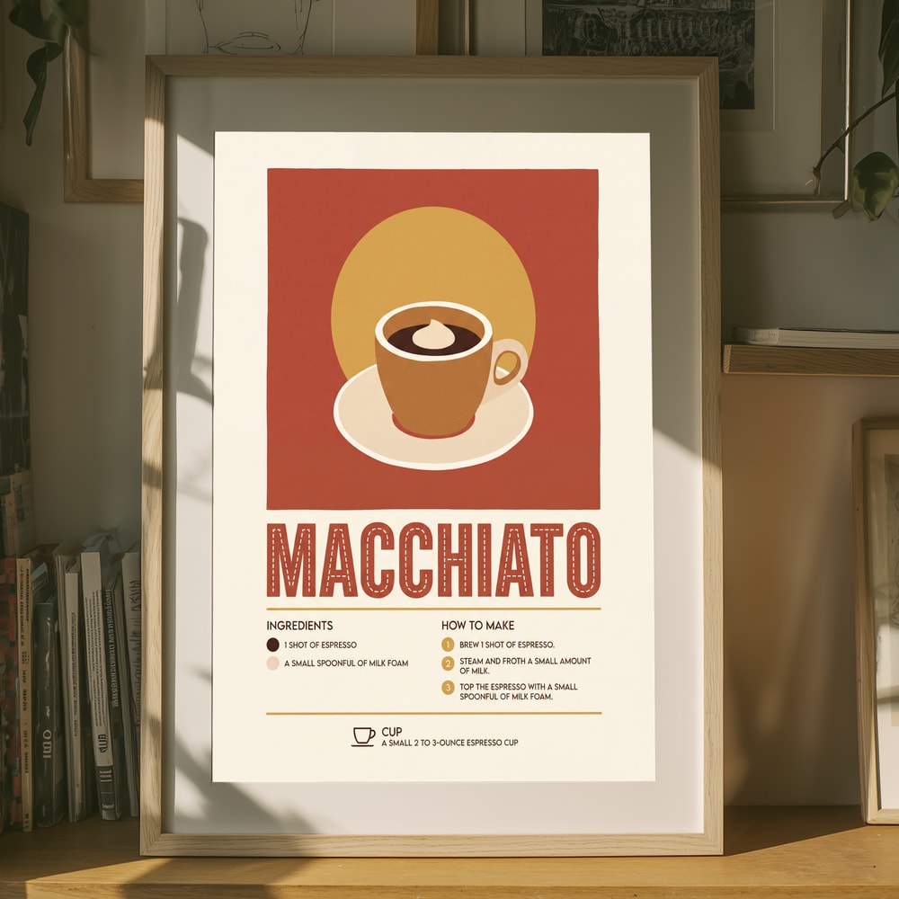Plakat med opskrift på klassisk Macchiato