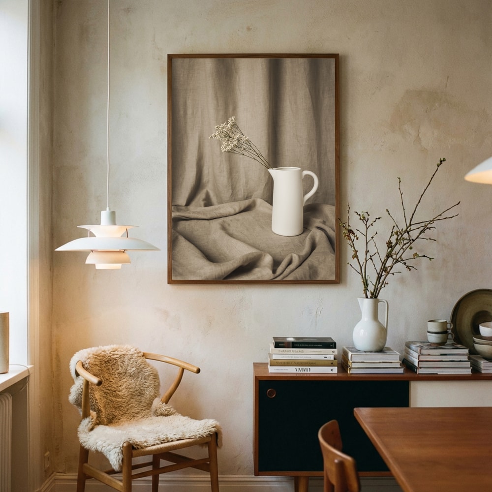 Minimalistisk blomsterstillebenplakat