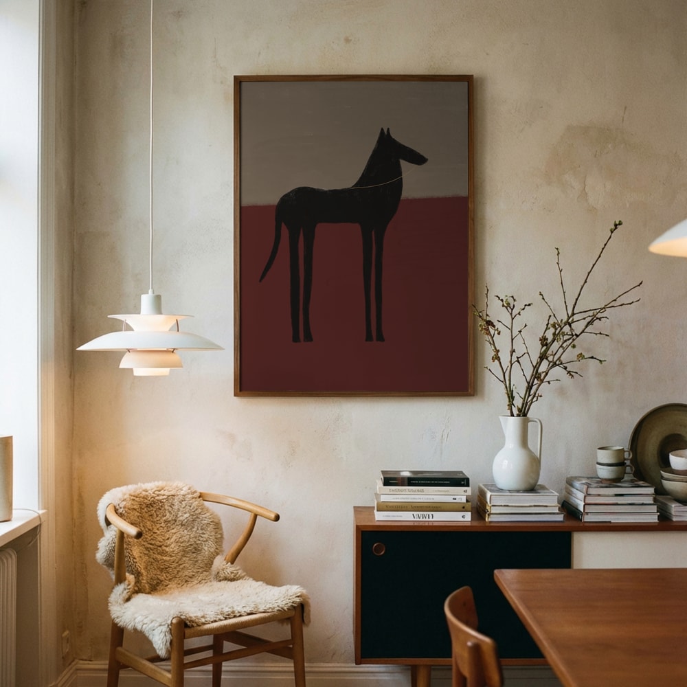 Abstrakt sort hesteplakat