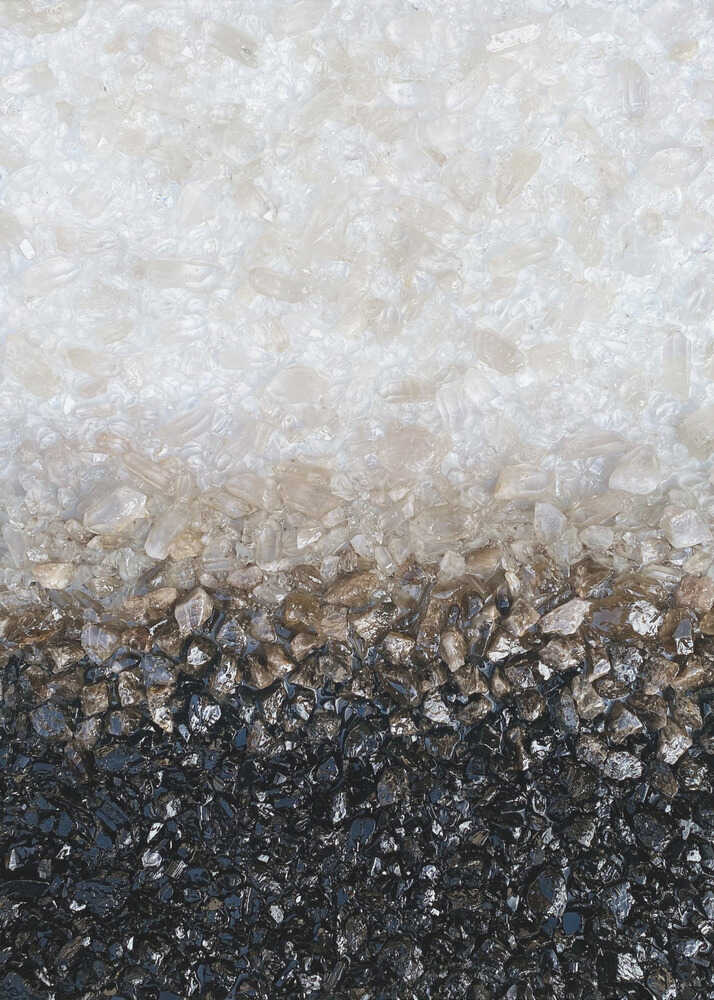 Crystal texture poster with a close-up of crystalline texture from white to black