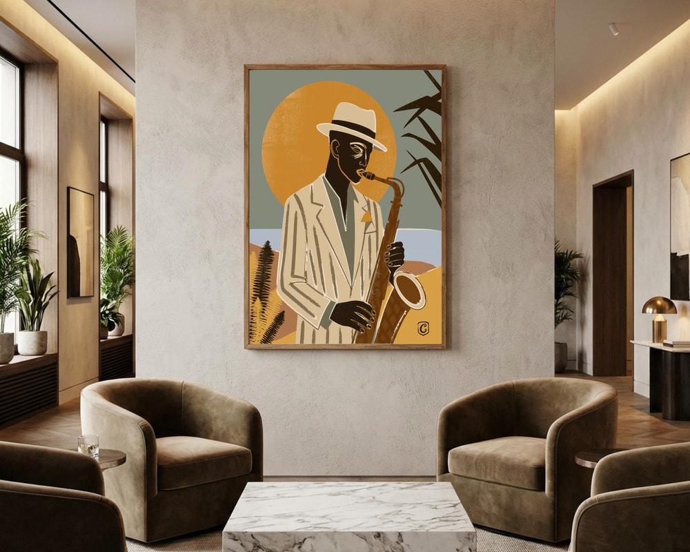 Cool Jazz Solnedgang Plakat