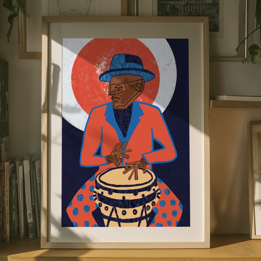 Vibrant Jazz Drummer Poster