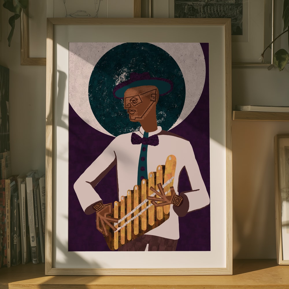 Elegant Pan Flute Player Poster