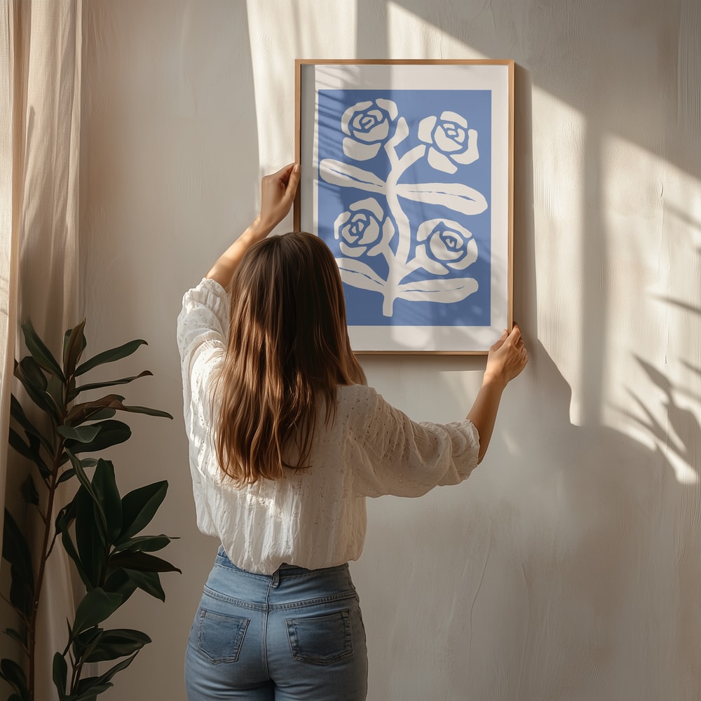 Abstract Blue Roses Poster