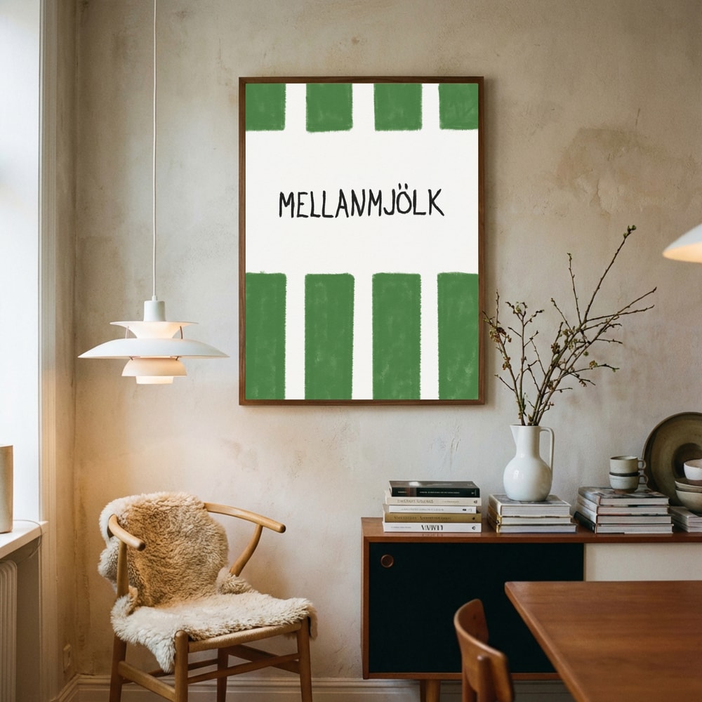 Svensk Mælk Grønne Striber Plakat