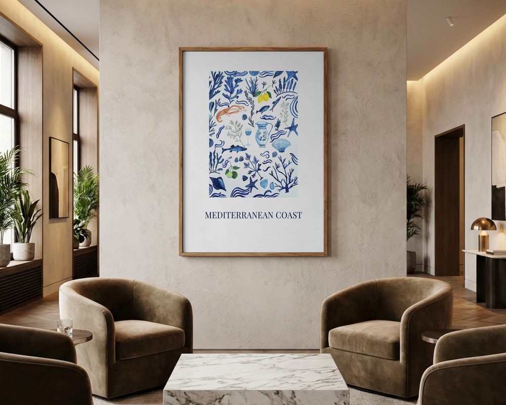 Plakat med Middelhavets kystnære gaver