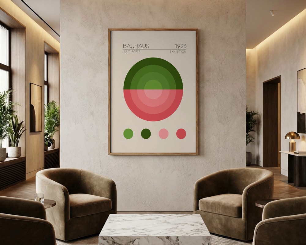 Bauhaus-udstilling grøn pink cirkel Plakat