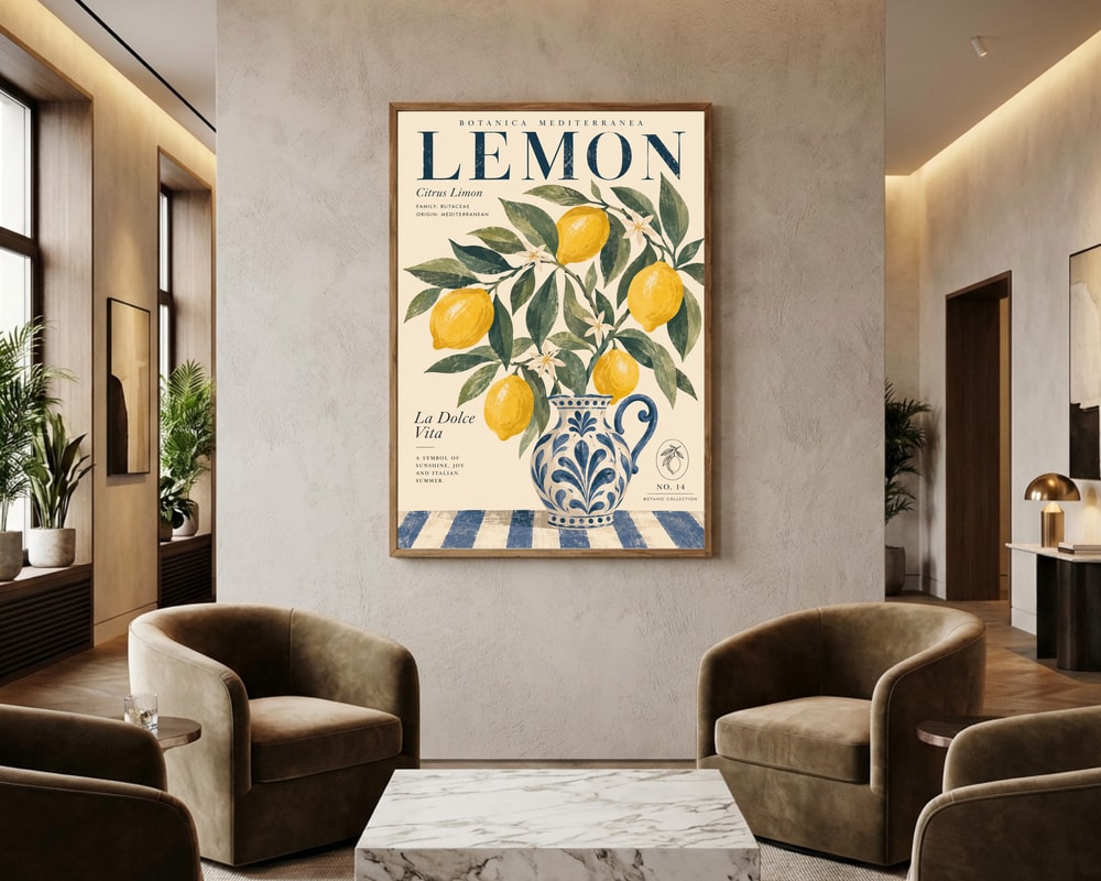 Middelhavs Citron Stilleben Plakat