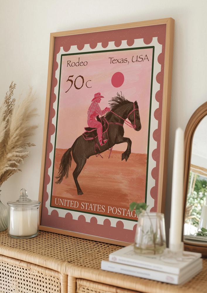 Plakat med Texas-rodeorytter