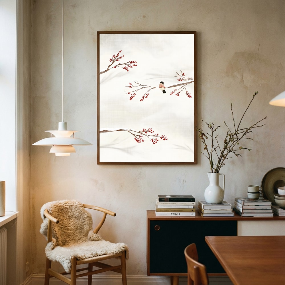 Winter Bird With Berries Poster