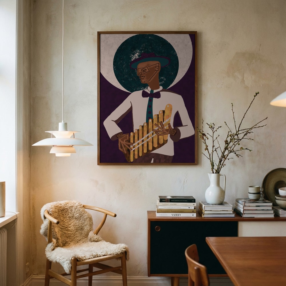 Elegant plakat med panfløjtespiller