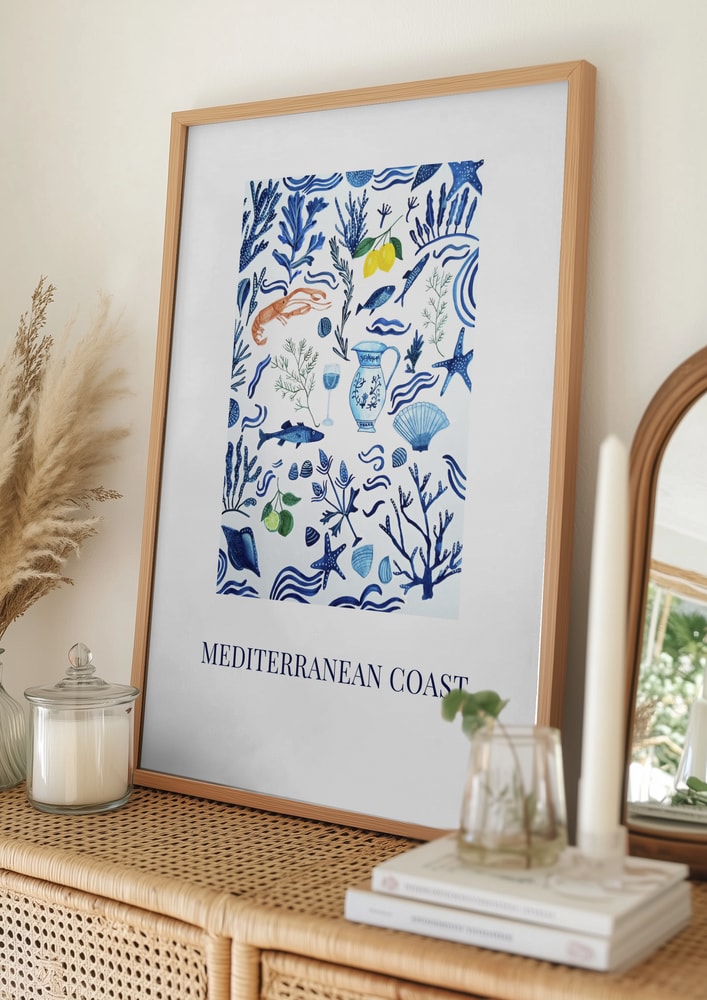Plakat med Middelhavets kystnære gaver
