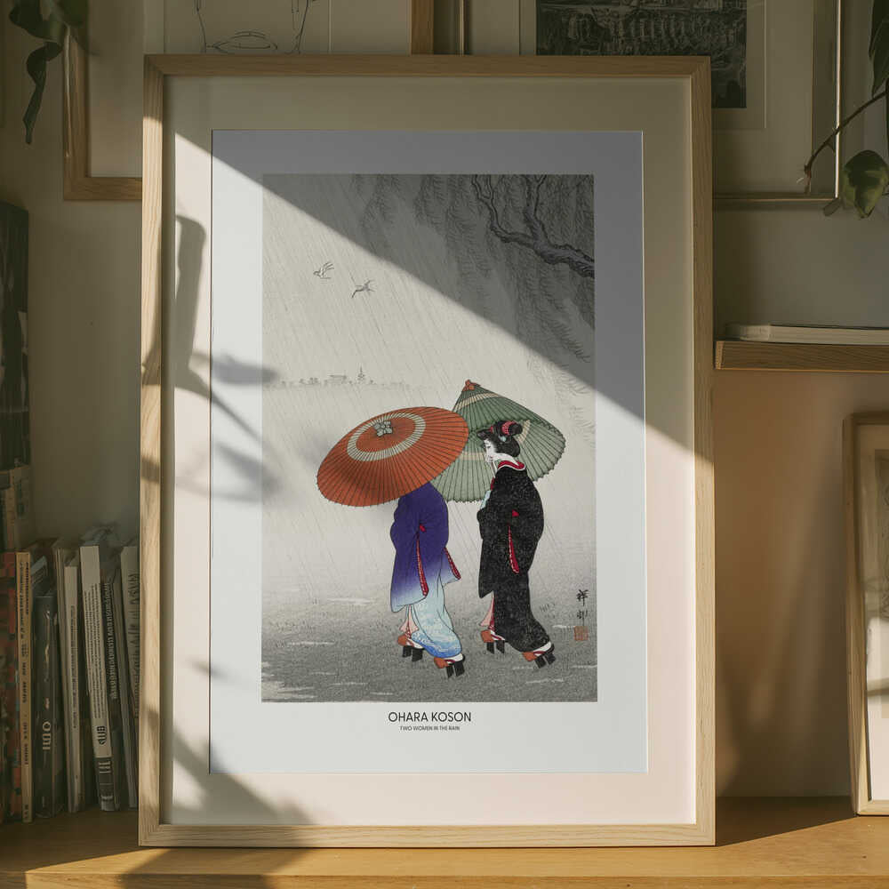 Two Women In The Rain Poster