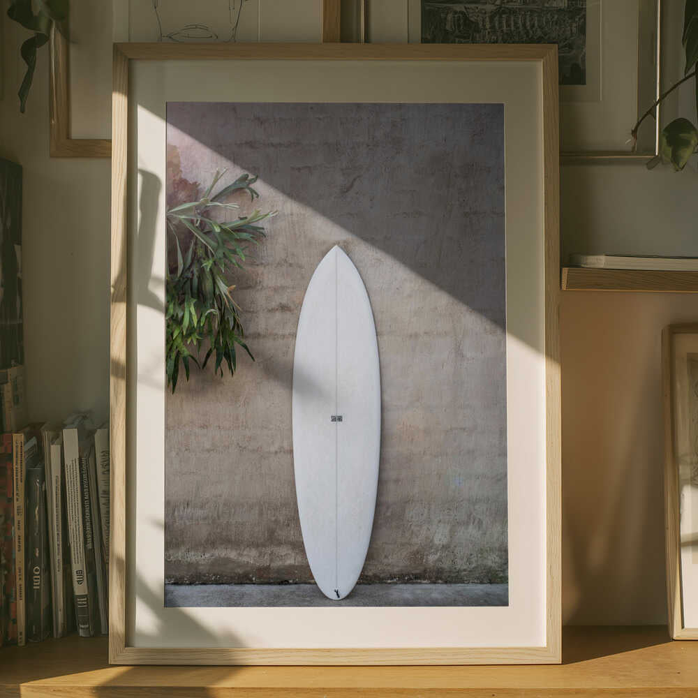 Hvidt surfbræt plakat