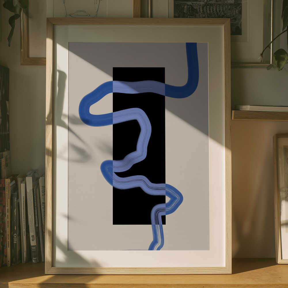 Flowing Blue Lines Rectangle Poster