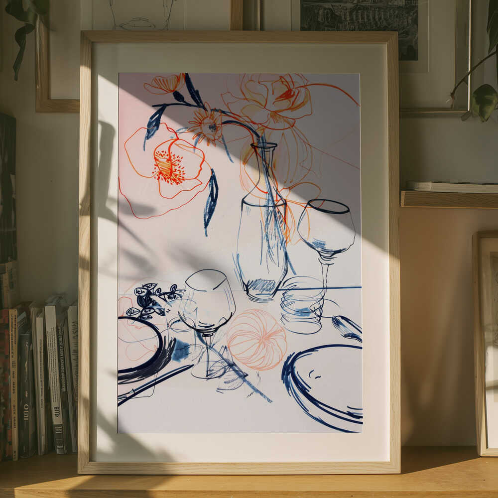 Plakat med blomsterstilleben