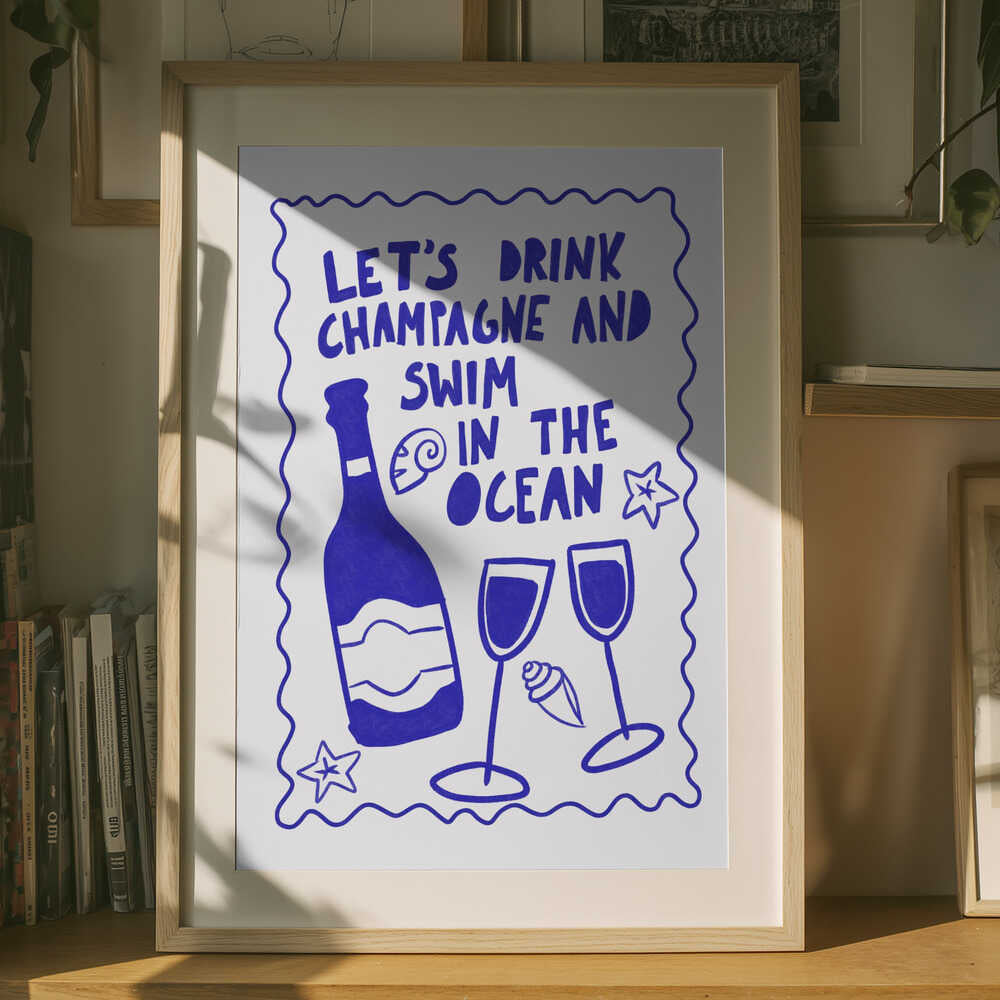 Champagne og Hav Plakat