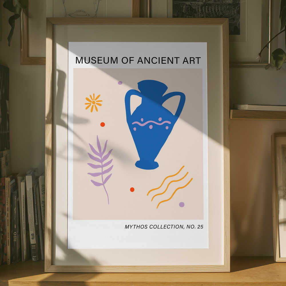 Ancient Blue Amphora Motif Poster