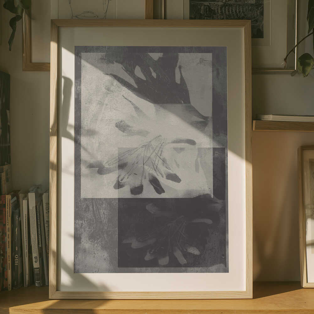 Abstrakt grå botanisk plakat