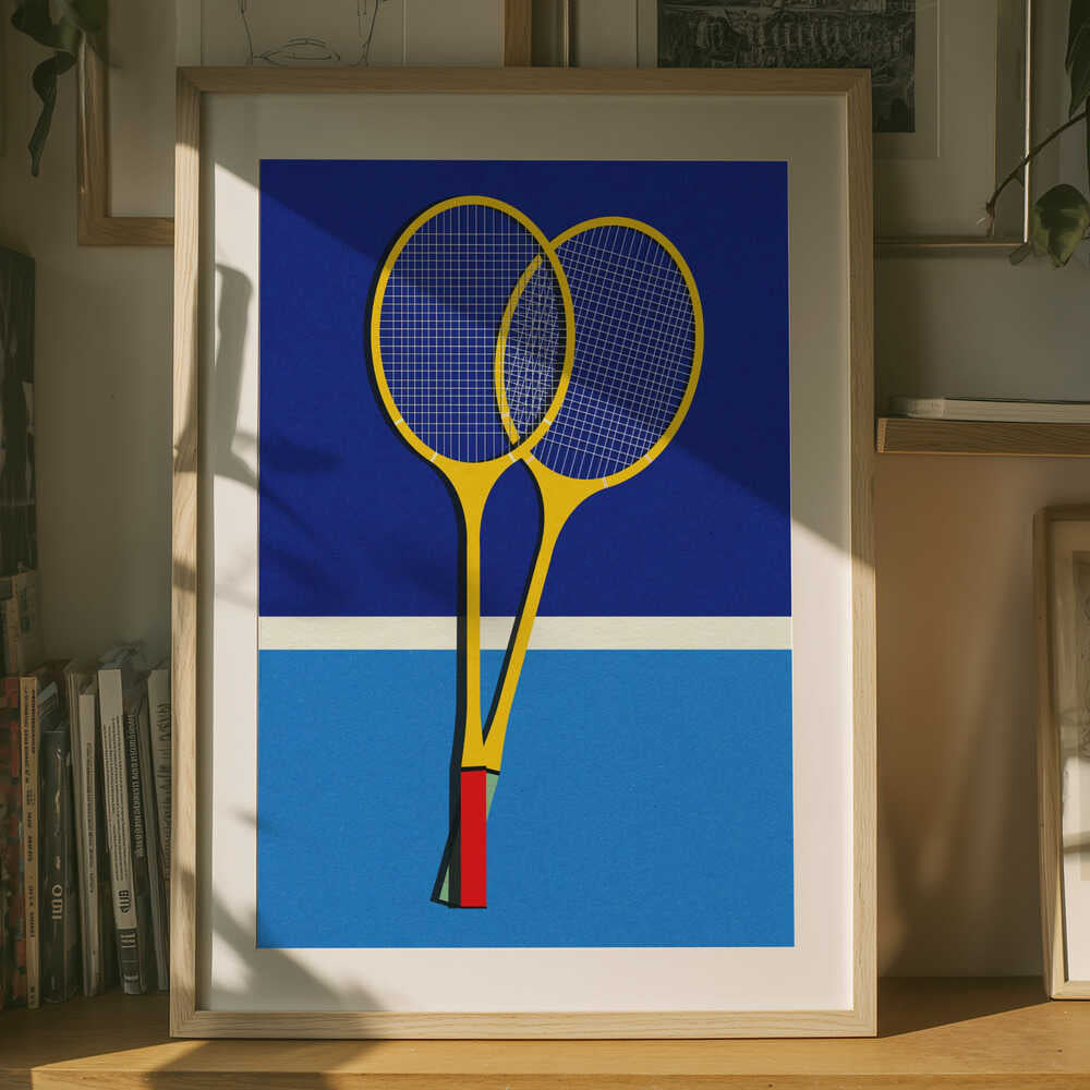 Plakat: Badmintonketsjere af træ