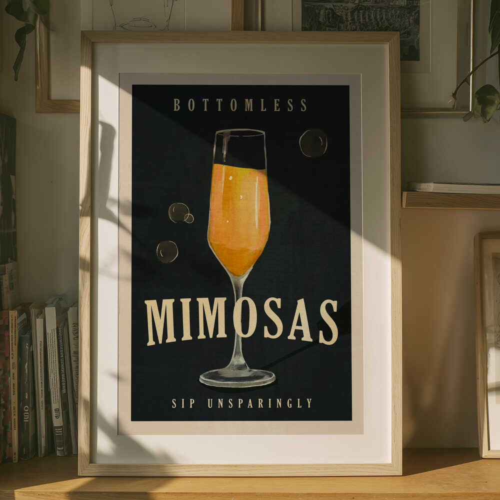 Bottomless Mimosas Art Deco Cocktail Bar Art Poster