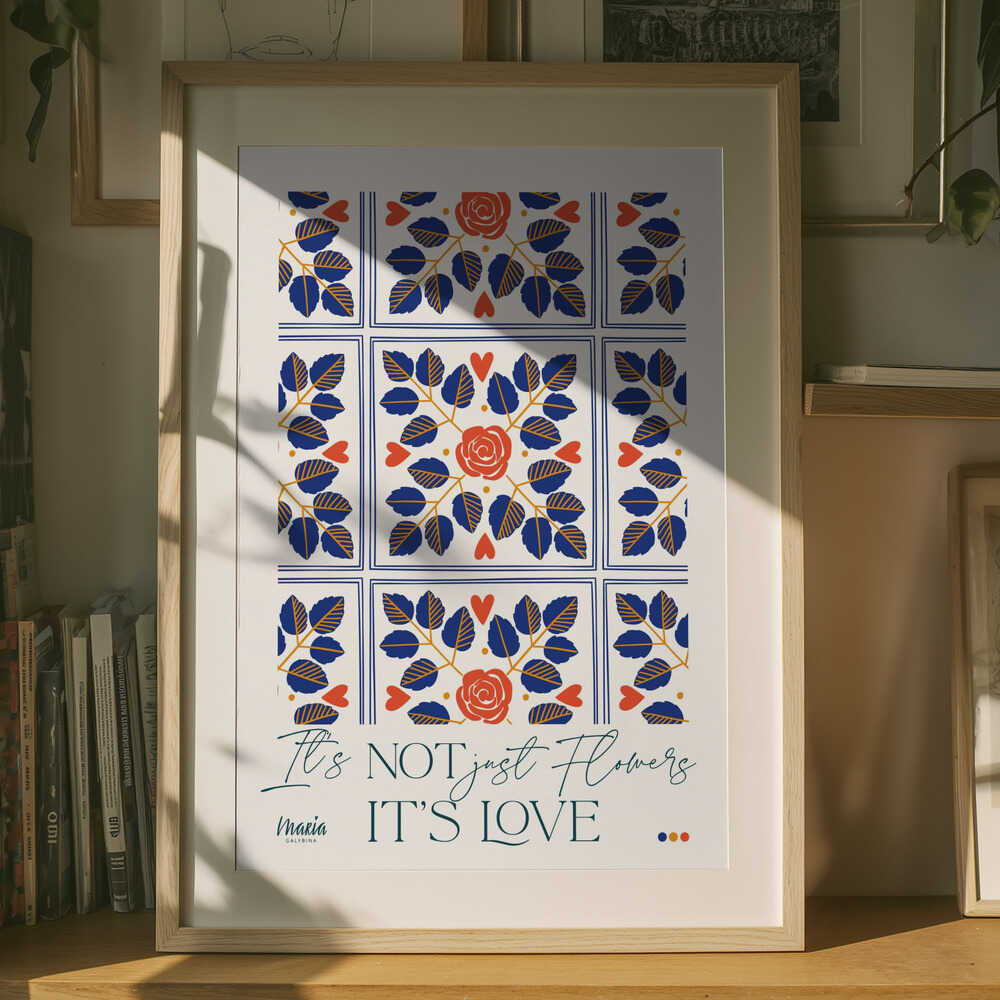 Love Flowers Botanical Pattern Poster