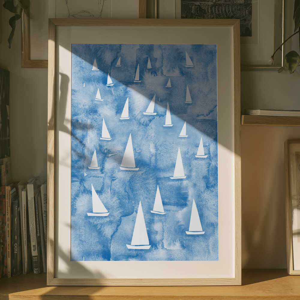 Hvide Sejlbåde Plakat