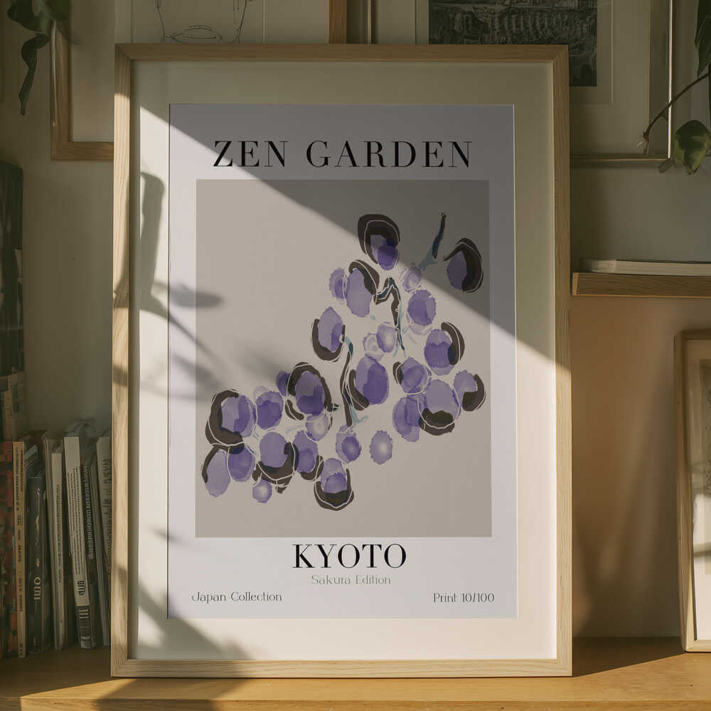 Zen Garden Kyoto lilla klaser-plakat
