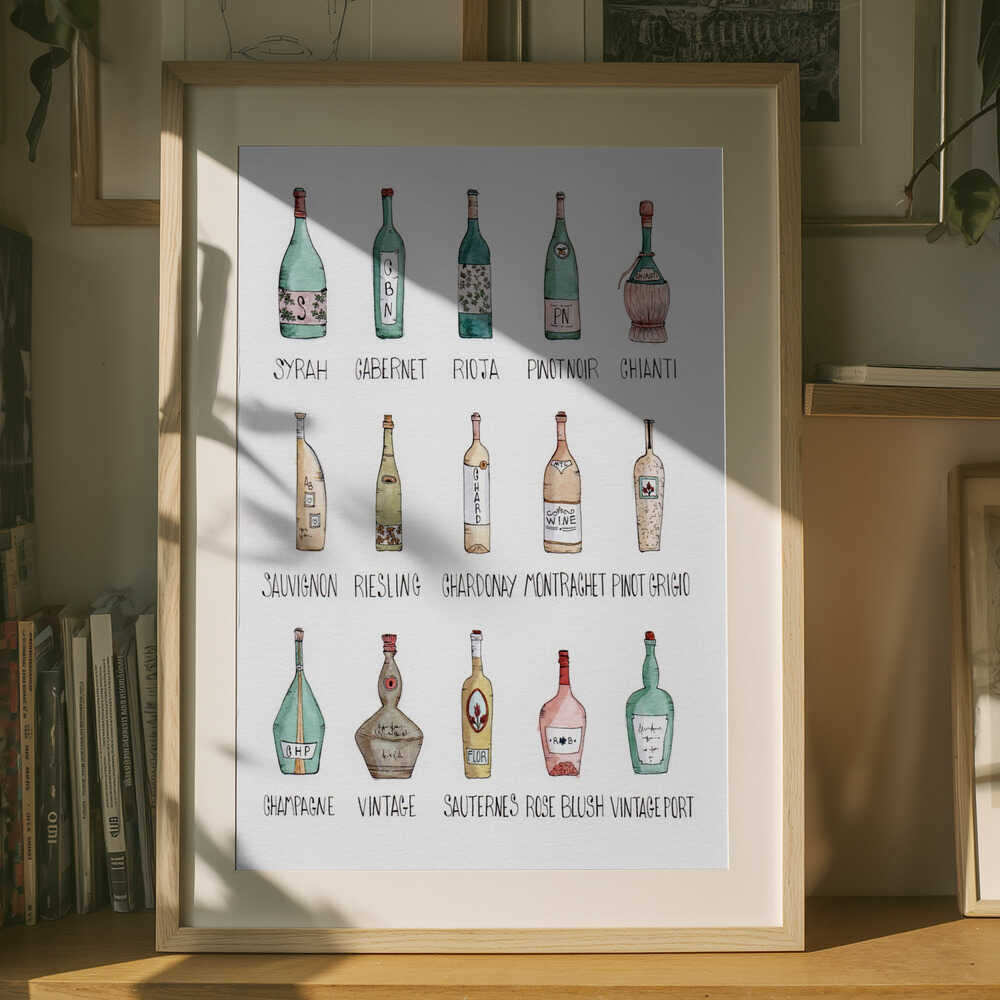 Plakat med Vinflaske-Medley