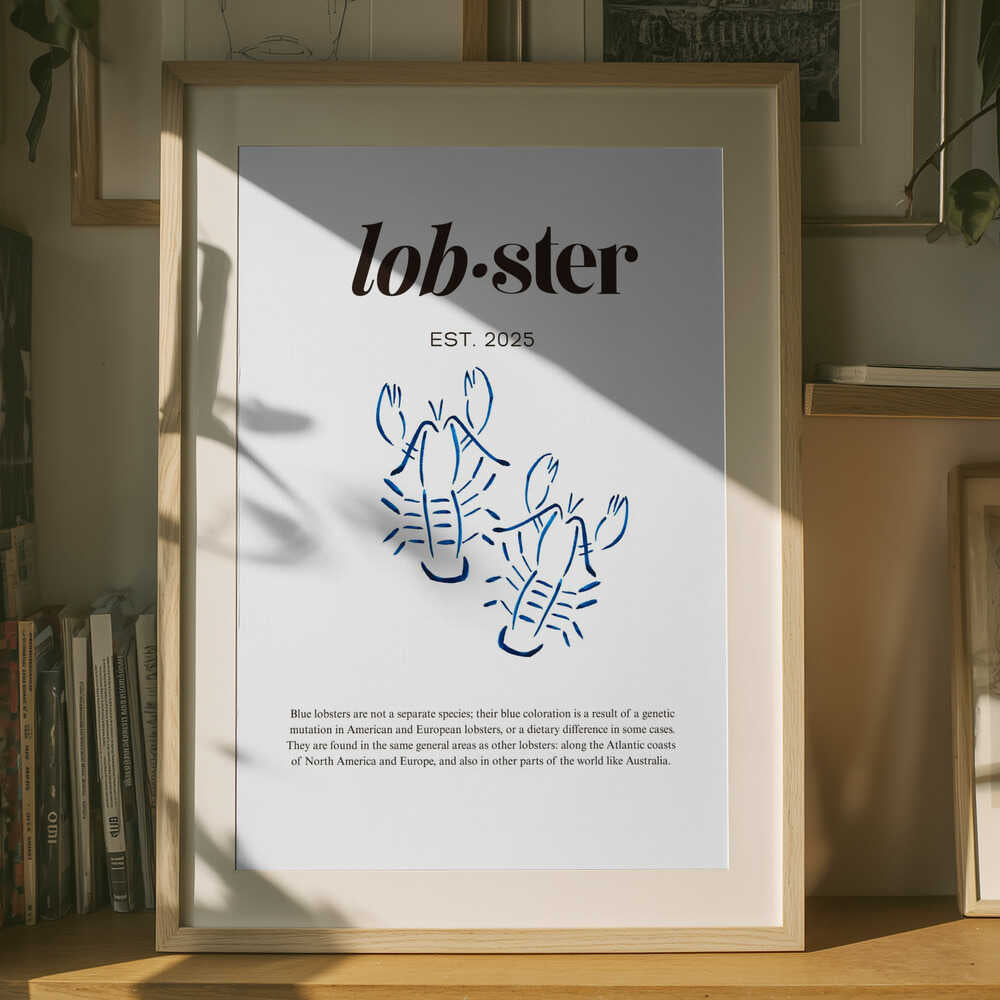 Elegant blå hummerplakat